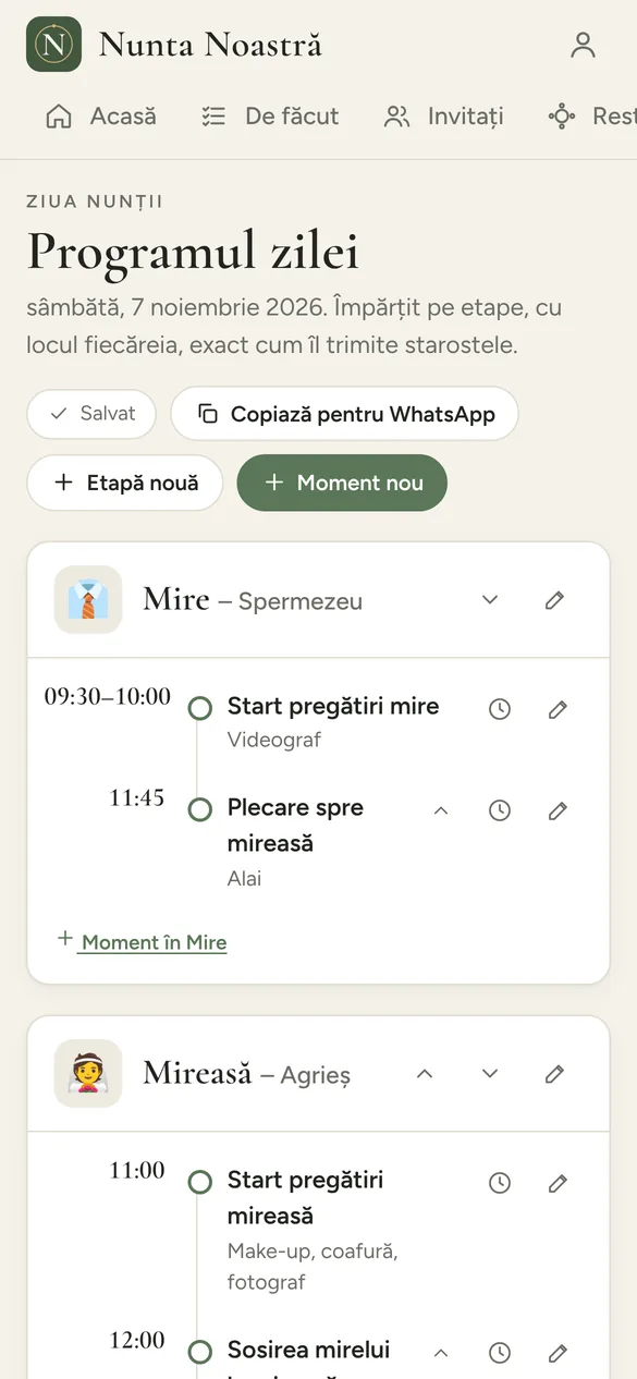 Programul zilei pe etape